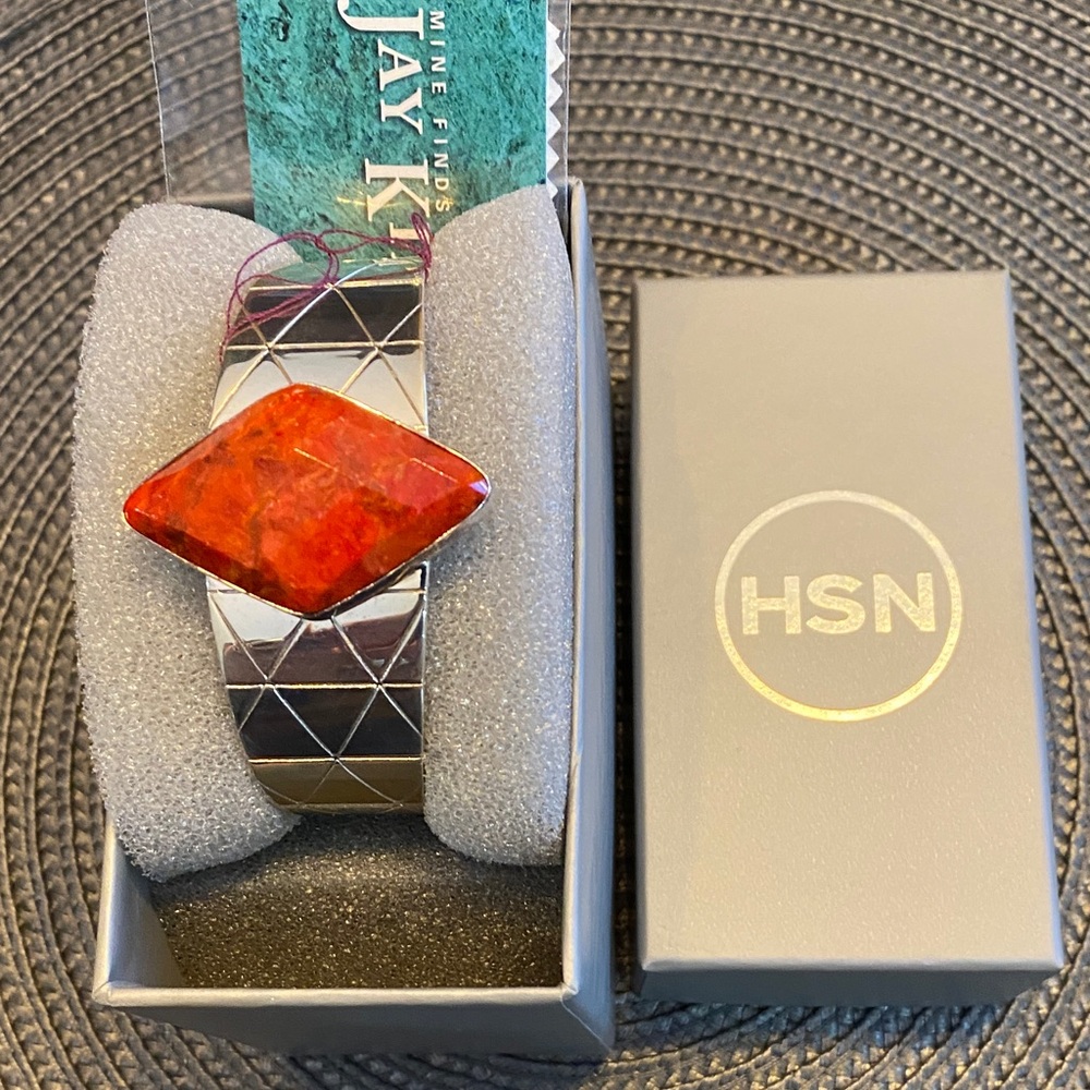 Jay king Sterling silver red jasper cuff bracelet/mine fines/HSN(11)
